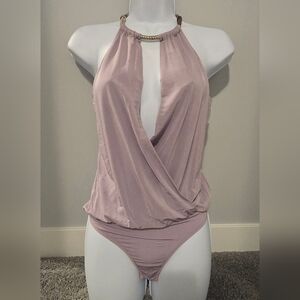 Marciano Lilac Purple Halter Top with Gold Toned Solid Choker Ring. Size XS.